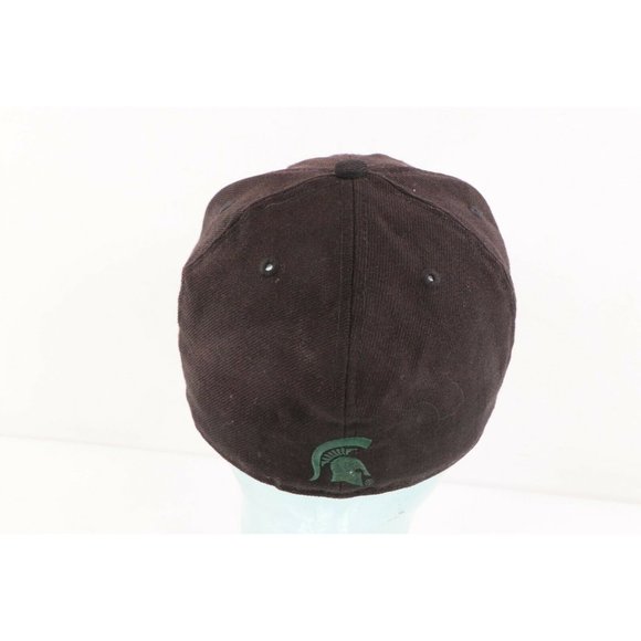 Vintage Distressed New Era Michigan State University Fitted Hat Cap Black 7 1/4 - Picture 7 of 11